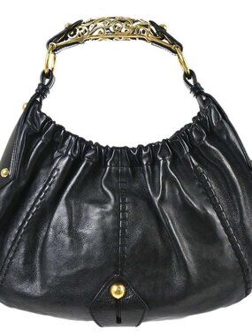 Yves Saint Laurent Black Leather Mombasa Vincennes Handbag